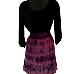 Hot Cotton Purple and Black Tye Dye Mini Skirt. Size Medium.